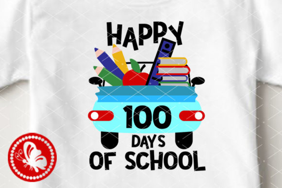 Car Happy 100 Days of School Apple Art