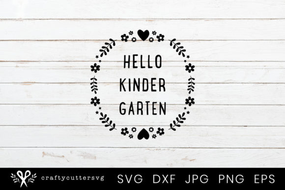 Hello Kindergarten Floral Wreath Clipart