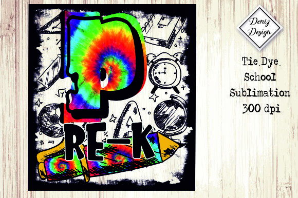 Pre-K Tie Dye School PNG for Embroidery